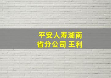 平安人寿湖南省分公司 王利